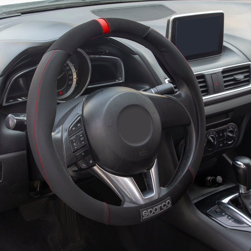 Coprivolanti SPARCO protezione volante protezione volante nero rosso gomma scamosciata