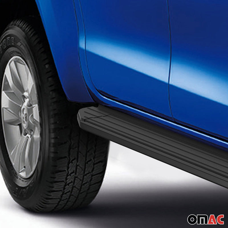 Trittbretter Seitenschweller für Toyota Hilux 2015-2024 Alu Schwarz ABE