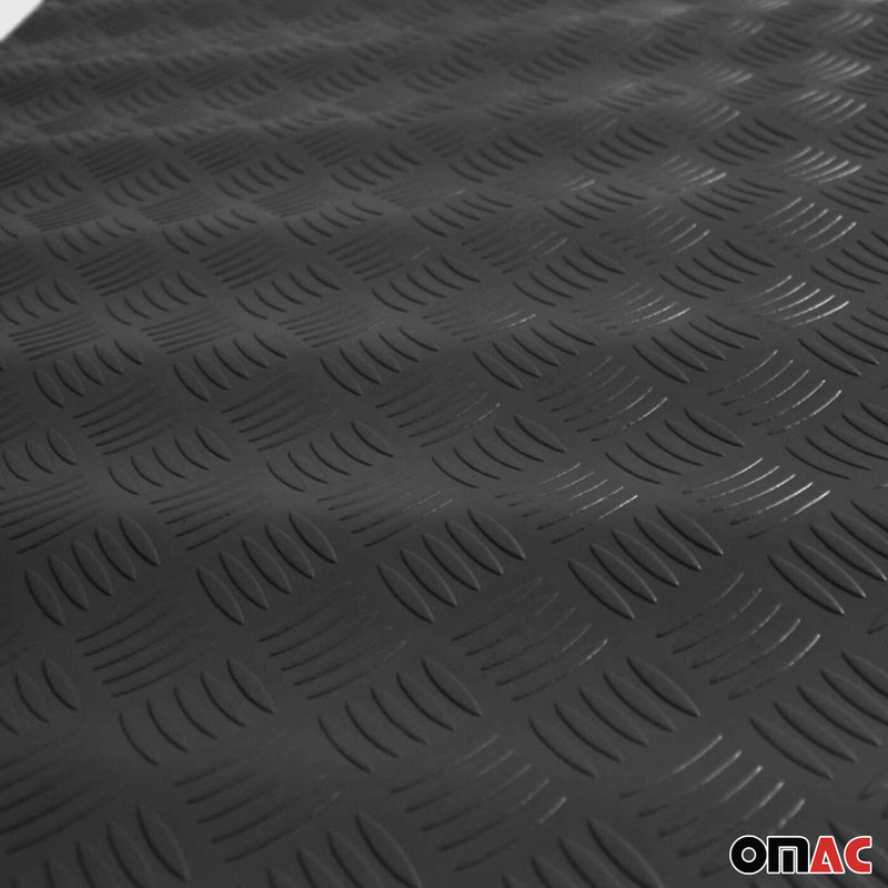 Tappetino antiscivolo in gomma per pavimenti effetto lamiera a scacchi 300 x 200 cm nero