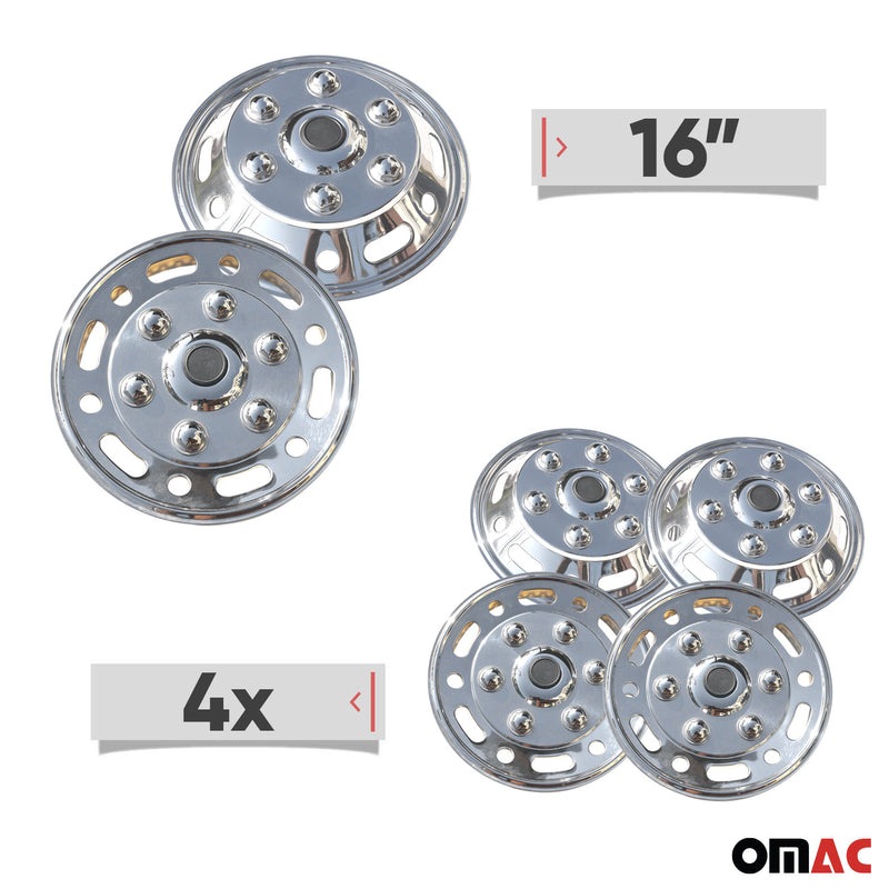 4 coprimozzi copricerchi da 16" per Ford in acciaio argento 
