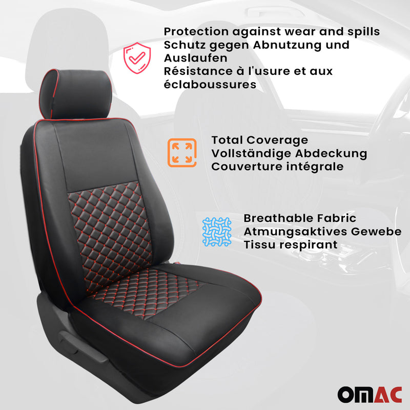 Coprisedili per VW T4 1990-2003 Nero Rosso Pelle sintetica 1+1