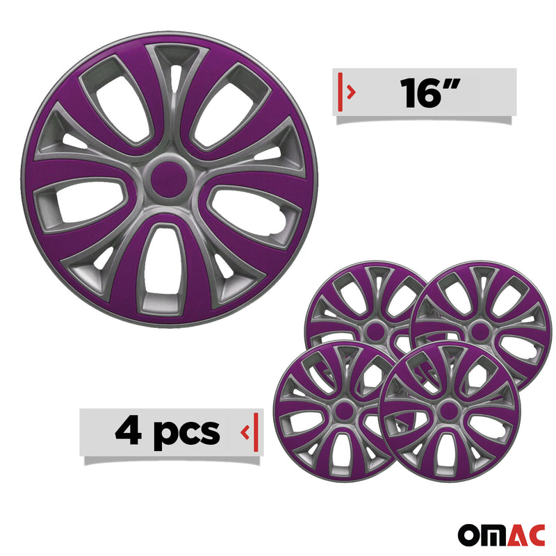 Coprimozzi da 16 pollici grigio e viola set da 4 pezzi 