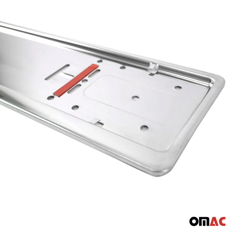 Porta targa in acciaio inox cromato 11x52 cm 